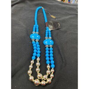 Lucite Genuine wms blue silver 14" beaded necklace SKU 9843
